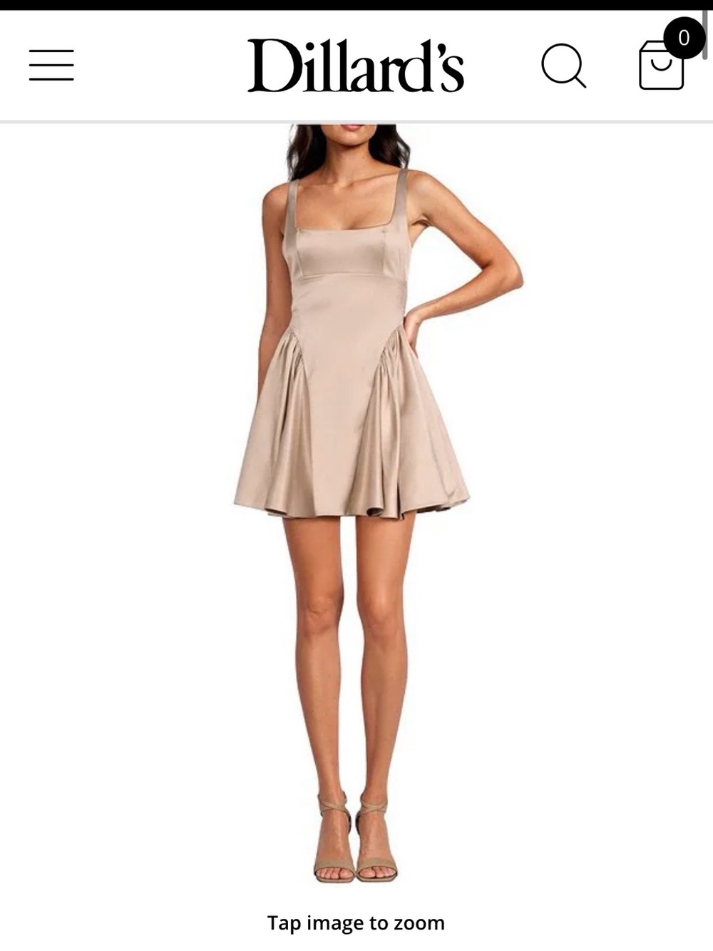 Gianni Bini Taupe Satin Square-Neck Mini Dress